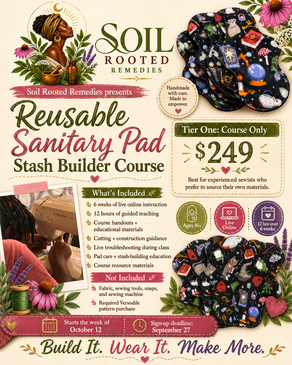 Reusable Sanitary Pad Stash Builder Course -- 6-Week Live Online Sew-A-Long