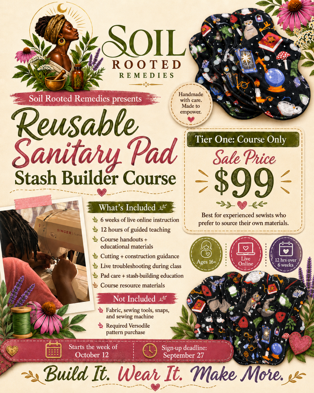 Reusable Sanitary Pad Stash Builder Course -- 6-Week Live Online Sew-A-Long
