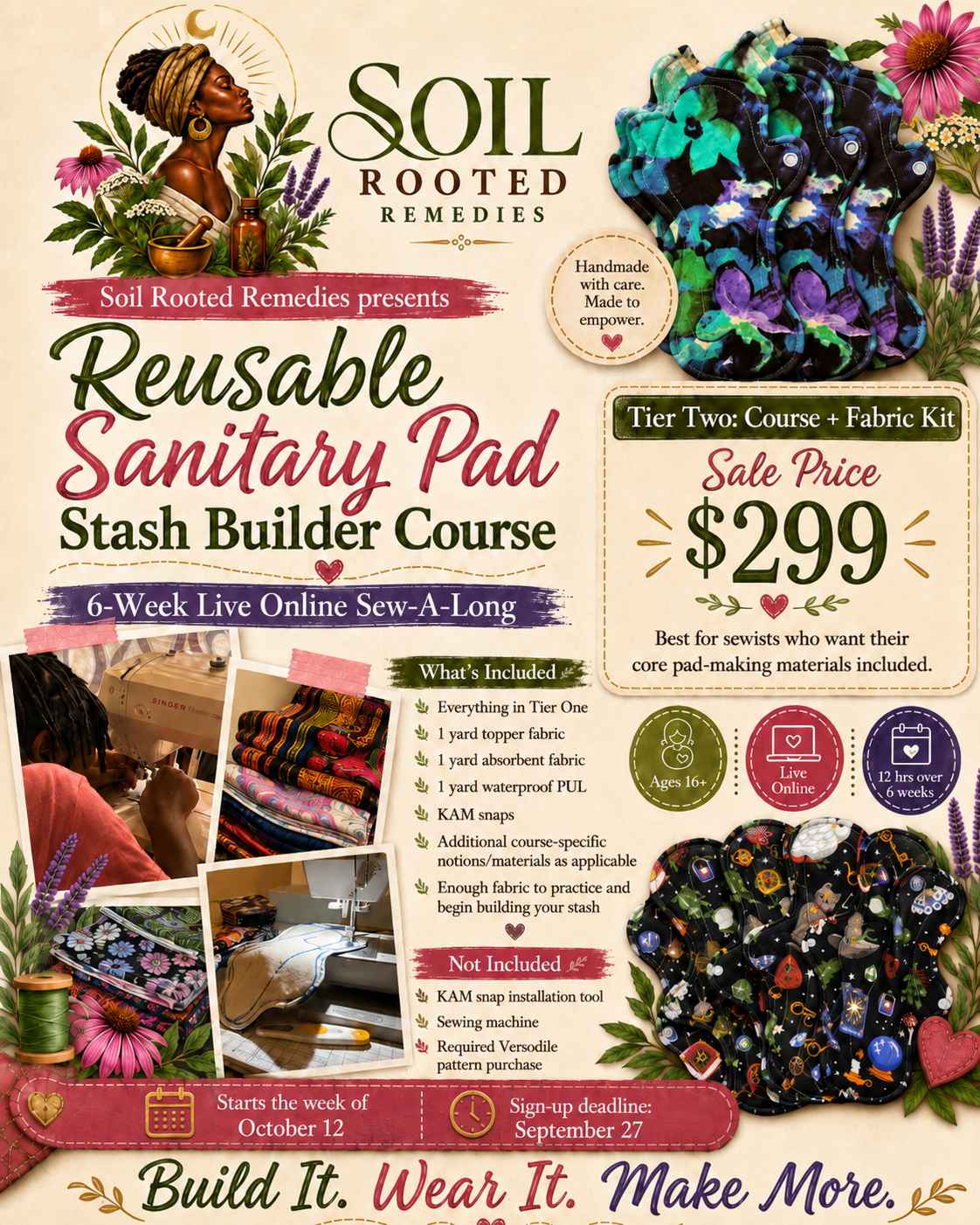 Reusable Sanitary Pad Stash Builder Course -- 6-Week Live Online Sew-A-Long
