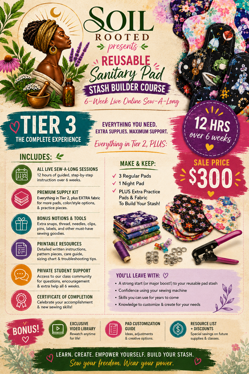 Reusable Sanitary Pad Stash Builder Course -- 6-Week Live Online Sew-A-Long