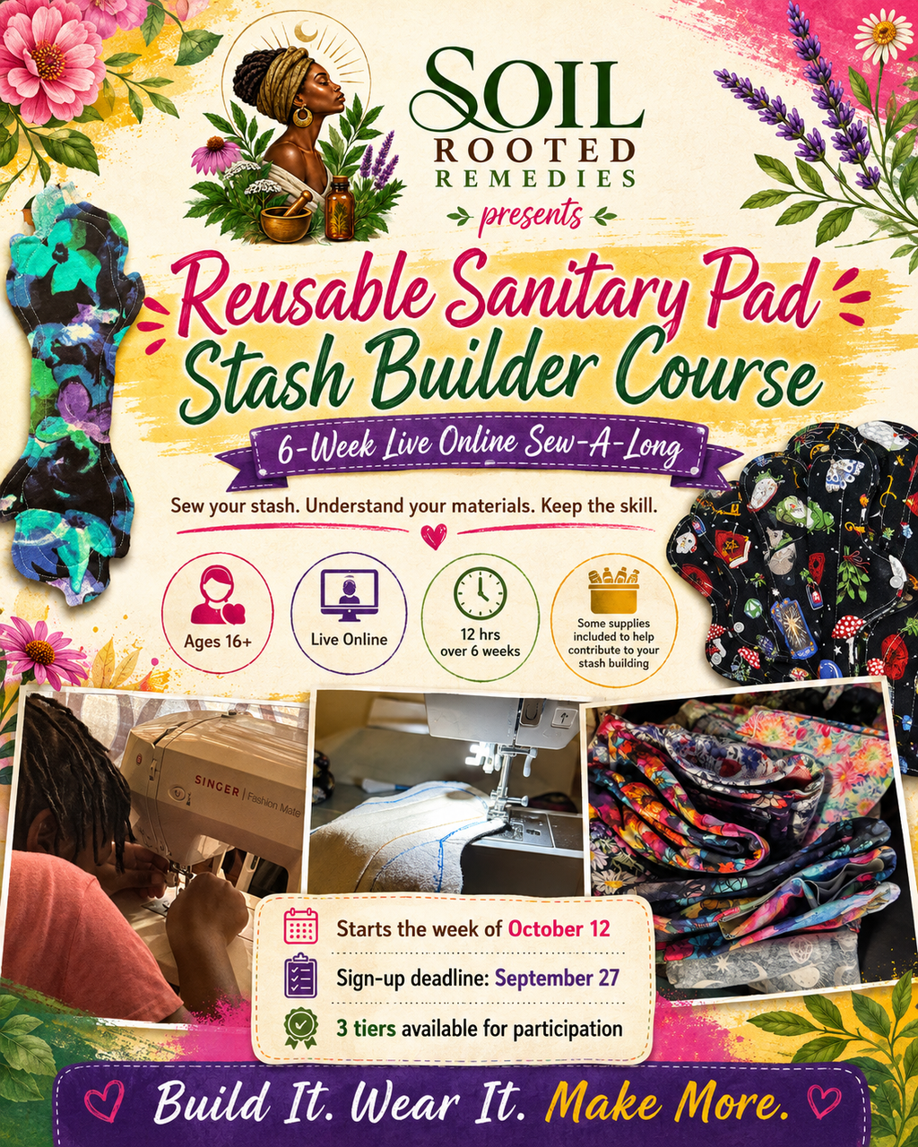 Reusable Sanitary Pad Stash Builder Course -- 6-Week Live Online Sew-A-Long
